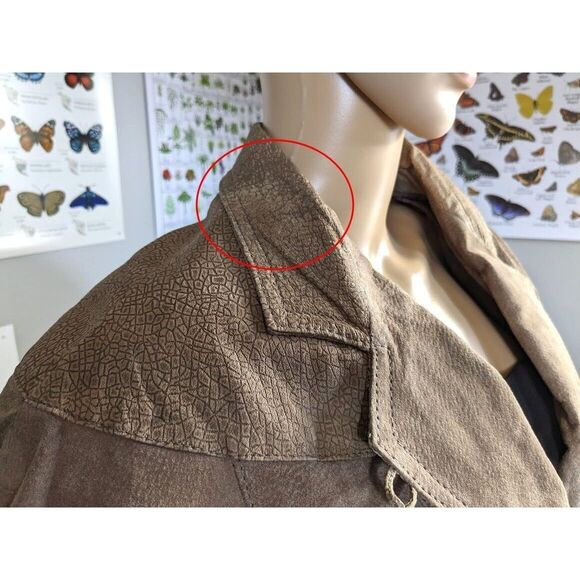 Vintage 80s Berman's Leather Jacket Cropped Vest Front Brown Moto Suede Size S - Picture 7 of 15